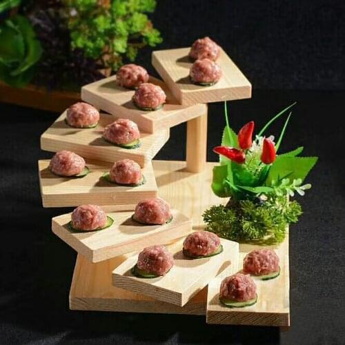 Sushi Shelf Serving Plate Dinner Tray Multi-layer Dish Wood Plate Japanese Dessert Sushi Frame Restaurant Sashimi Food Tray 1pcs