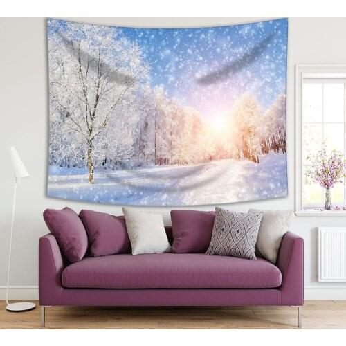 Tapestry Winter Park in Snow Sunny Day Trees Forest Countryside Scenery Seasonal Nature Picture