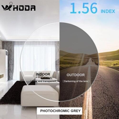 1.56 Index Photochromic Grey UV400 Protection Lenses Prescription Myopia Hyperopia Resistance Intelligent Change Color