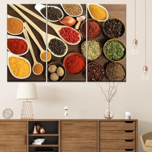Canvas Painting spices cereals and pulses 3 Pieces Wall Art Painting Modular Sport Wallpapers Poster Print Home Decor