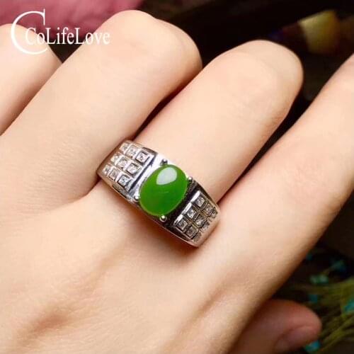 CoLife Jewelry 925 Silver Jasper Ring for Man 6mm*8mm Natural Jasper Silver Man Ring Fashion Silver Man Jewelry Gemstone Ring