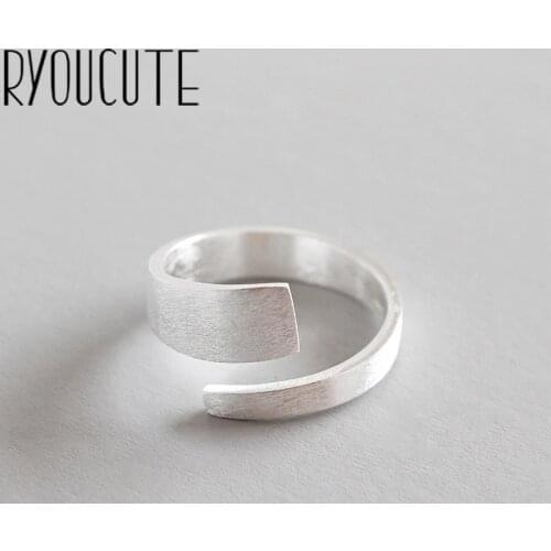 RYOUCUTE Real Pure Silver Color Jewelry Korean Scrub Geometric Rings for Women Wedding Finger Open Ring Anillos Anelli