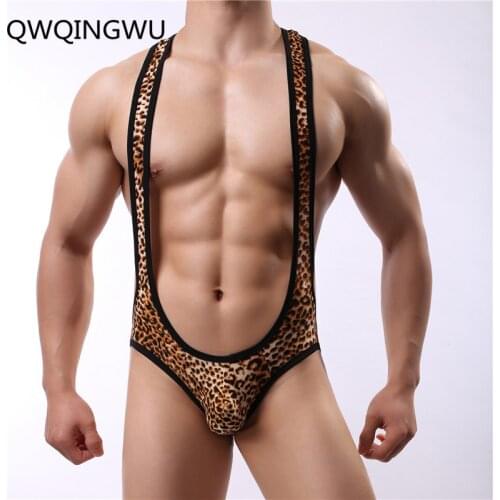 Summer Onesies Leopard Printing Sexy Male Pajama Adult Onesies Fashion Vest Shorts Underwear Sets Onesies Jumpsuit for Men