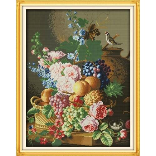 Beautiful vase Flower Cross Stitch set Canvas 11CT Fabric 14CT DMC Embroidery Needlework Cross-stitch Kit Oil painting style