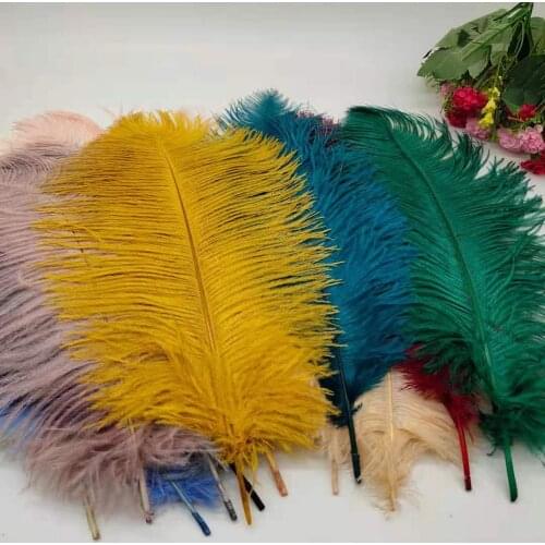 Nice 50Pcs/Lot Natural White Ostrich Feathers For Crafts 35-60CM Carnival Costumes Party Home Wedding Decorations Plumes