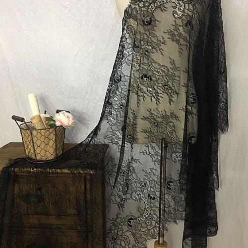 LASUI 2019 NEW 65 cm *3 meter=1 piece Elegant eyelash lace fabric French DIY Weeding Dress home curtain decoration C0270B