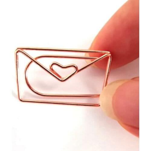 10pcs/set Metal Creative Paper Clips rose gold Letter Notes DIY Bookmark Binder Photos Tickets Paper School Office Stationery