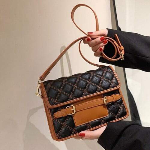 Fashion Thread Lattice Handbag Purse Women Shoulder Crossbody Bags 2021 New Small Flap Ladies Messenger Bags Totes High Quality