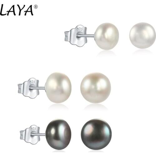 LAYA Real 925 Sterling Silver Fashion Natural Freshwater Pearl Earrings For Women Wedding Party Fine Jewelry Gifts 2021 Trend