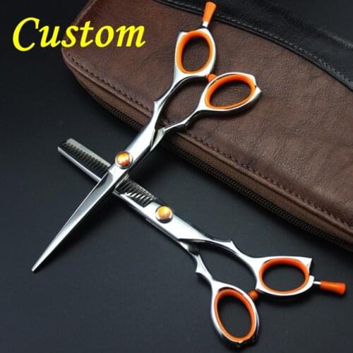 Customize professional 440c 6 inch upscale hair scissors set cutting barber makas clipper thinning shears hairdressing scissors