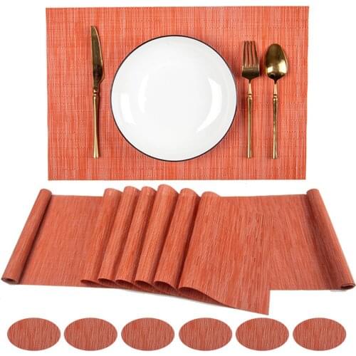 16PCs Dining Table Set Table Runner Placemats Coaster Washable Stain Resistant Placemats Mat For Family Dinner Home Kitchen