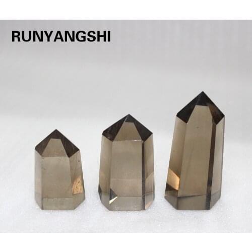 Natural Smoky Quartz Crystal Stone Six prism Crystal column Gem Hexagonal Prism for Handcraft Reiki Single point Terminated