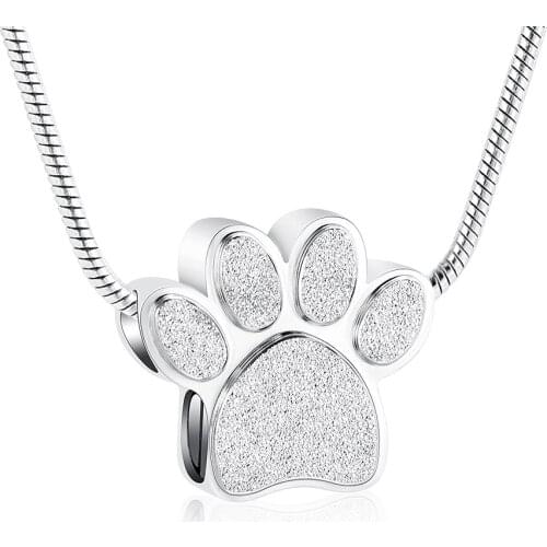 Stainless Steel Ashes Pet Dog/Cat Paw Print Cremation Urn Necklace Memorial Pendant