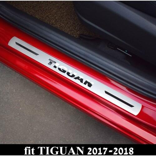 Car Styling NEW TIGUAN Car Door Sill Cover Trim Stainless Steel Door Scuff Plate FOR VOLKWAGEN VW TIGUAN 2017-2020