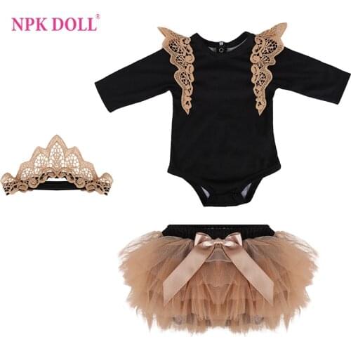 NPK DOLL Baby Outfits 22 Inch 55 Cm Doll Princess 0-3 Month Infant Fashion Cute Clothes Girl Dress Beautiful Christmas Gift