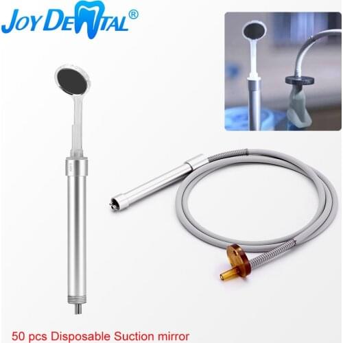Disposable Suction Mirror Set 50pcs Plastic Suction And Anti-Fog Mouth Mirror +Stainless Steel Handle+Silicon Tube Dentist Tools