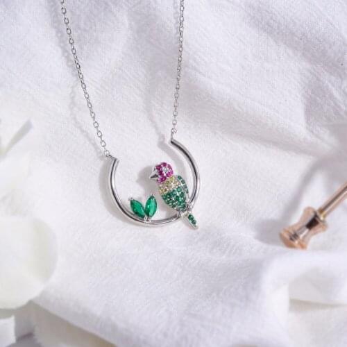 TGNEL S925 Sterling Silver Necklace Pendants Silver Natural Creative Bird Lovely Long Sweater Chain Fine Jewelry Charm Choker