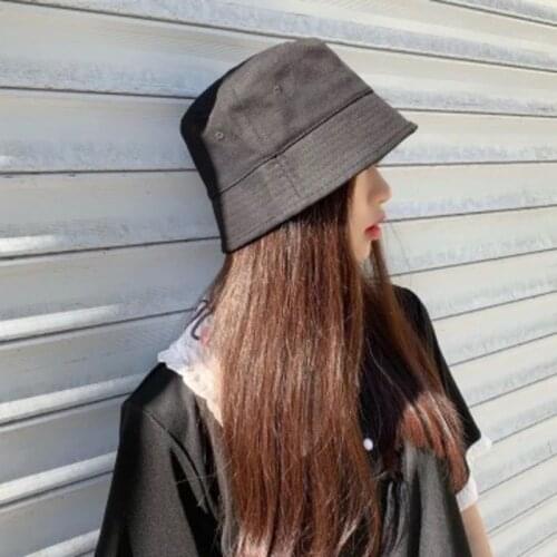 Summer Solid Color Cotton Bucket Hat For Women Hip Hop Simple Outdoor Fishermans Hat Bob Sunscreen Casual Panama Hat 2021 Trend