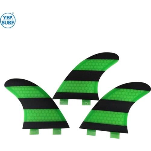 Surfboard Fin FCS G5/G7 Fins Green and Black Honeycomb Fiberglass Fin in Surfing