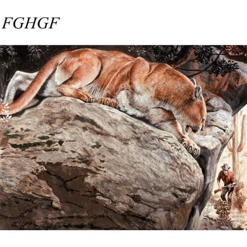 Drop shipping 40*50cm DIY digital Tiger oil painting by numbers for home decoration