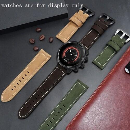 Yopo Genuine Leather Watchband 20mm 22mm Black Army Green Bracelet For Suunto 9 Smart Sport Retro Froste Watch Chain