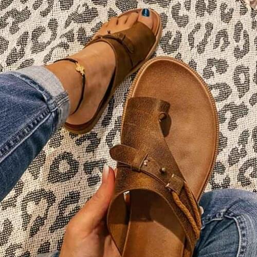 Sandals For Women Summer Flats Comfort Open-Toe Flip Flops PU Soft Comfortable Casual Beach Shoes Outdoor Stylish Sandals 2021