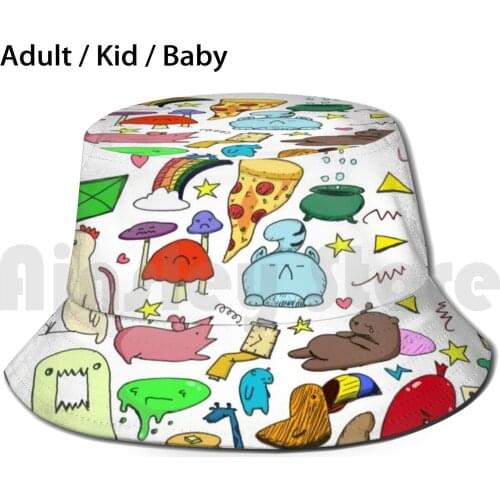 Bananas Time Sun Hat 249 Bucket Hat Pizza Cauldron Bike Kid Coffee Domino Bear Balloon Duck Dino Egg