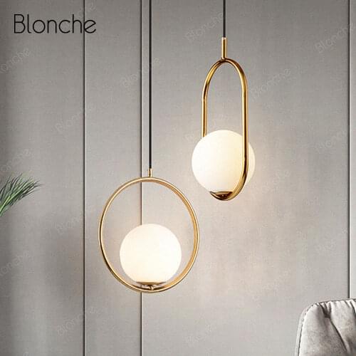 Modern Glass Pendant Lights Led Gold Hanging Lamp Indoor Home Nordic Lamp Kitchen Dining Room Bedroom Loft Decor Light Fixtures