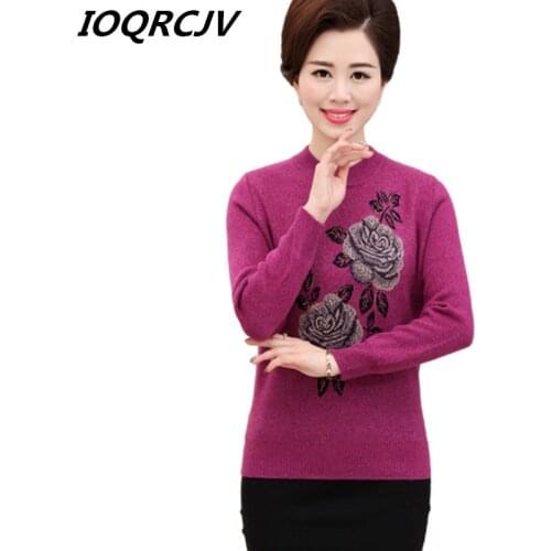 New Women Pullover Autumn And Winter Sweater Loose Long-sleeve Knitted Sweater Middle-aged Casual Shirt Sweater Knitwear Tops