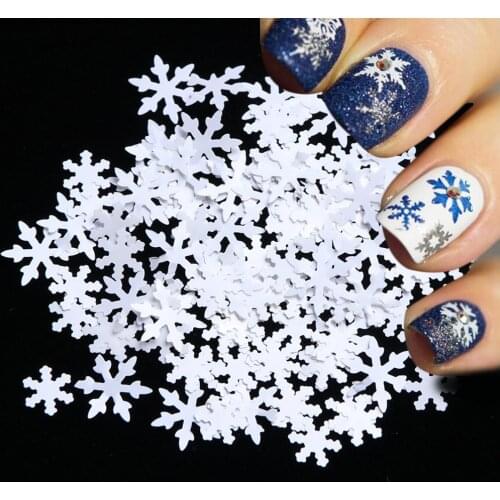 1 Box Christmas Nail Sequins Glitter 3D Nail Art Glitter Gel Holographic Laser Snowflakes AB Silver Manicure Decoration