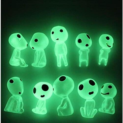 10pcs/set Princess Mononoke Luminous Tree Elf Spirit Dolls Glow In Dark Action Figure Resin Model Cartoon Figurines Mini Toy