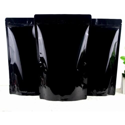 100PCS/Lot 20*30+5cm black Zipper Aluminum Foil Resealable Valve Package Pouches Grocery Coffee Powder Nuts Pack Bags