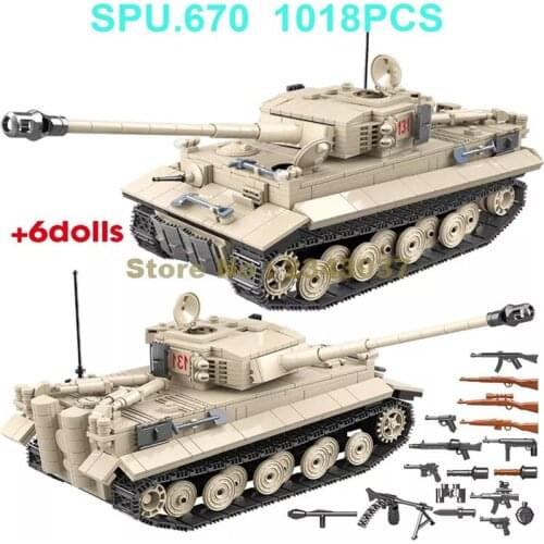 1018pcs military army tank ww2 tank 6 world war ii building blocks Toy