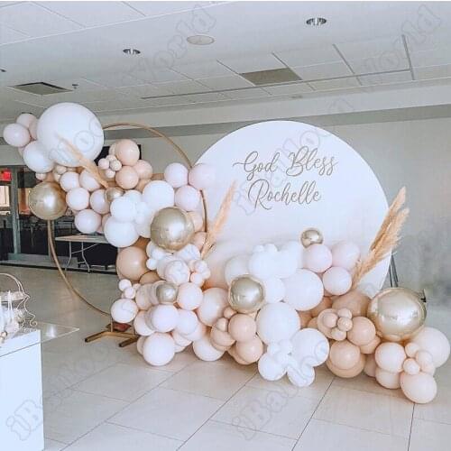 144pcs Double Cream Peach Latex Balloon Arch Kit Wedding Birthday Party 4D Gold Balloon Garland Event Baby Shower Decoration