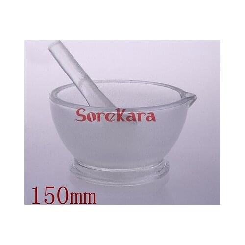 150mm Footed Glass Mortar and Pestle Mixing Grinding Bowl Set Lab Kit Tools Glass Mortar