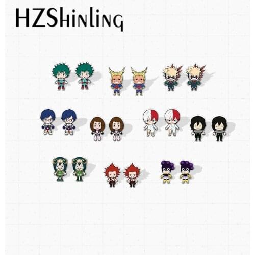 New Cartoon My Hero Academia Epoxy Resin Stud Earrings Fashion Handmade Earring Anime My Hero Academia Acrylic Earrings