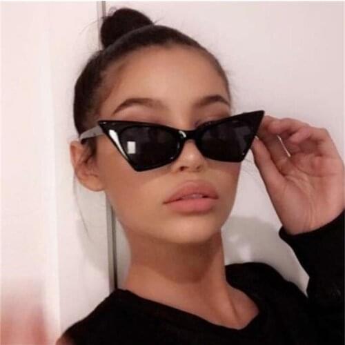 2021 Trendy Pointed Cat Eye Frame Cute Sunglasses Women Famous Designer Black Shades Female Plastic Cool Beautiful Glasses UV400