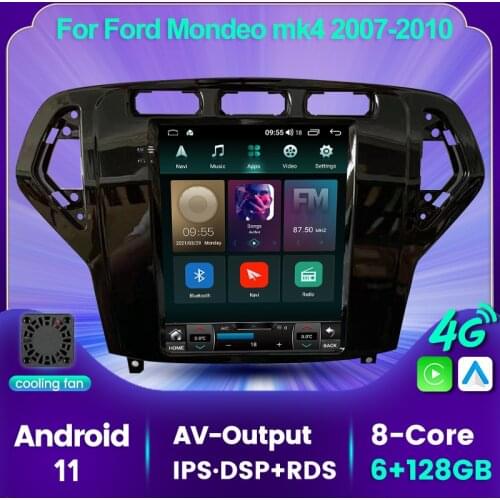 4G LTE WIFI Android 11 GPS for Ford Mondeo MK4 2007-2010 Car Radio Multimedia Tesla Vertical Screen Navi Stereos 2 DIN AV Output