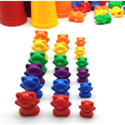 60Pcs Colored Counting Bears Color Sorting Bears Educational Counting and Sorting Toys Learning Educational Toys