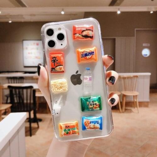 Tfshining INS Korea phone case For iphone 12 11 pro max Xr Xs Max X 6 s 7 8plus Cute 3D Instant Noodles Food Epoxy TPU Cover