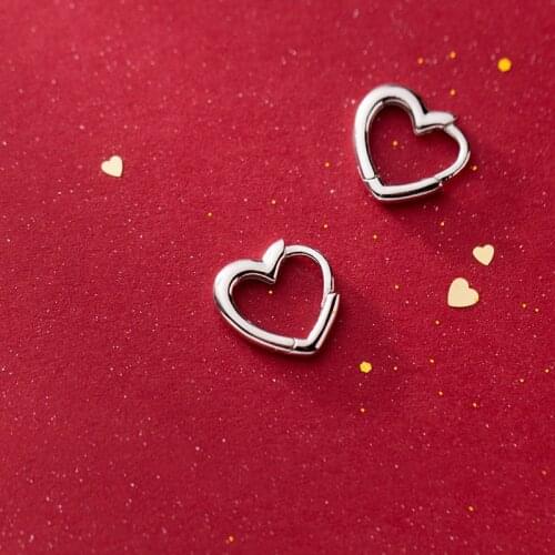 Colusiwei Genuine 925 Sterling Silver Romantic Heart Hoops Earrings for Women Simple Design Fine Sterling Silver Jewelry 2020