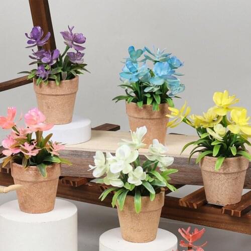 1pc Artificial Silk Butterfly Orchid Flowers Potted Plant Plastic Photography Props Simulation Flower Home Garden Decoration