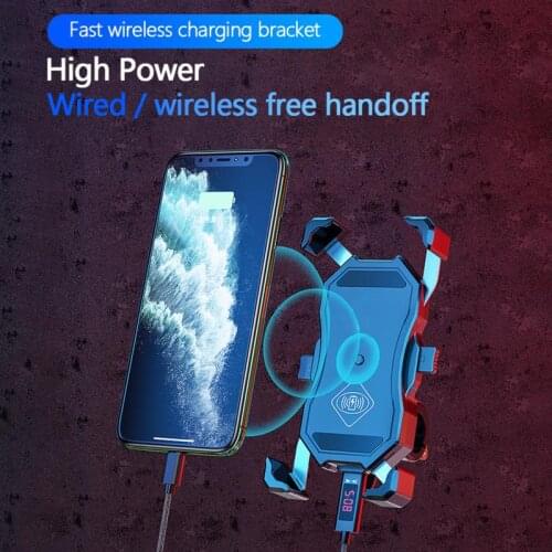 Motorcycle Holder 15W Wireless Charging Mobile Phone Bracket Wireless+USB Line Charging Motorcycle Accessories Riding Navigation