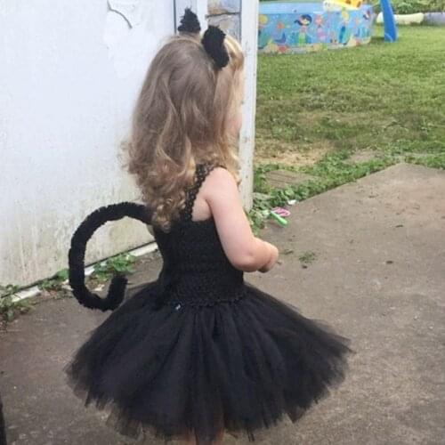 Children Girls Halloween Costume Pettiskirt Dress Headband Tie Tail Suit
