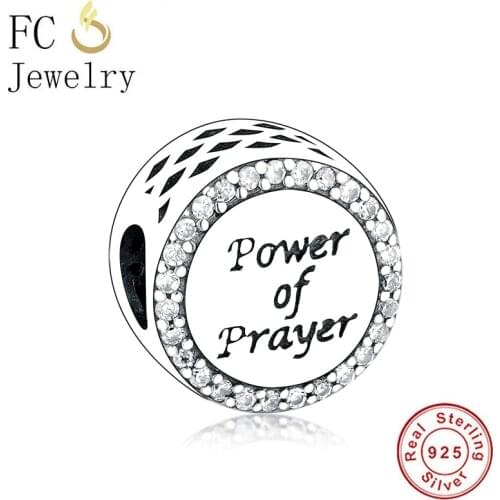FC Jewelry Fit Original Brand Charm Bracelet 925 Silver Cross Book Power Of Prayer Beads For Making Christian Berloque 2020