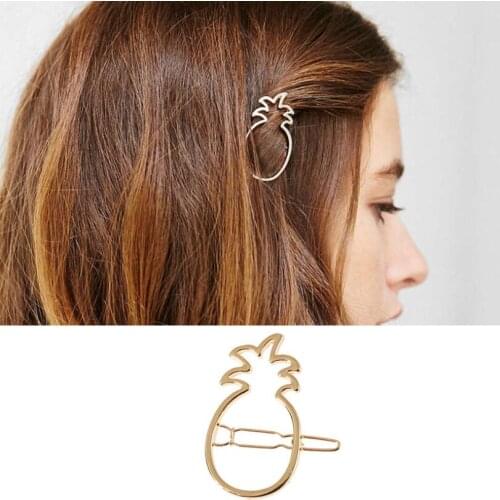 Hfarich Pineapple Hair Clip Golden Metallic Pins Hairgrips for Women Headwear Hairpins Holder Minimalist Hair Accessories Gifts