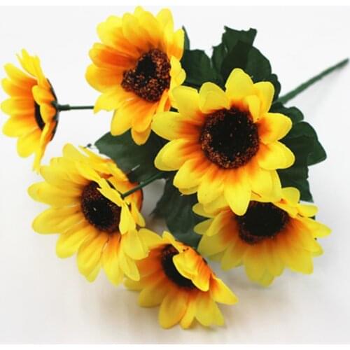 7 Heads Wall Desk Decoration Office Party Garden Decor 30cm 1 PC Sunflower Silk Artificial Flower Bouquet Home Living Room