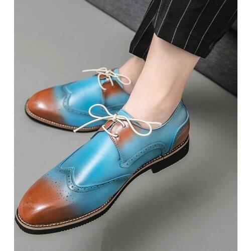 Italian Mens Dress Shoes Genuine Leather Oxfords Men Wedding Shoes Party Formal Shoes Bullock Shoes Designers Plus Size Shoes