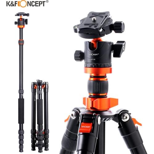 K&F Concept 67 inch Aluminum Camera Tripod Monopod with 360 Degree Ball Head and 1/4" Quick Release Plate for DSLR Canon Cameras