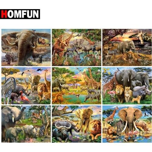 HOMFUN Rhinestone Painting Crystal Decor Diy Diamond Painting "Elephant animal " 3D Cross Stitch Pattern Diamond Embroidery